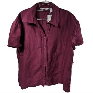 Sherry Taylor NWT Ramie Blend Button Down Top Sz 2X